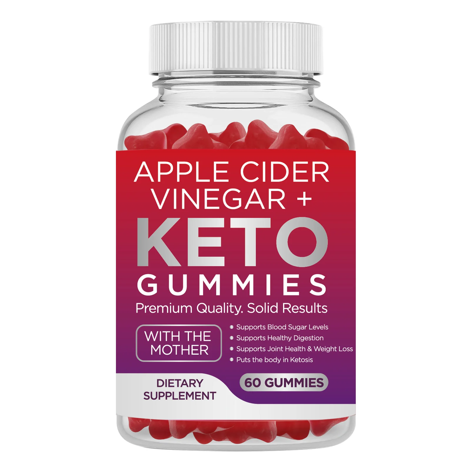 Private Label Apple Cider Vinegar Keto Gummies ACV Gummies Ketone BHB Supports Digestion,Detox & Cleansing