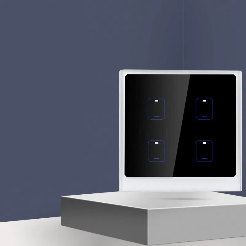Wi-Fi Alexa черный 86 ЕС стандартный интеллектуальная Автоматизация дома настенный сенсорный выключатель 4 банды света