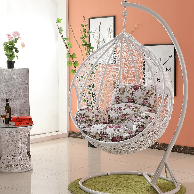 Factory Direct Sale Cheap Wicker Adjustable Single Rattan Patio Swing Chair Nest Ceiling Rocking  Black Egg Swing
