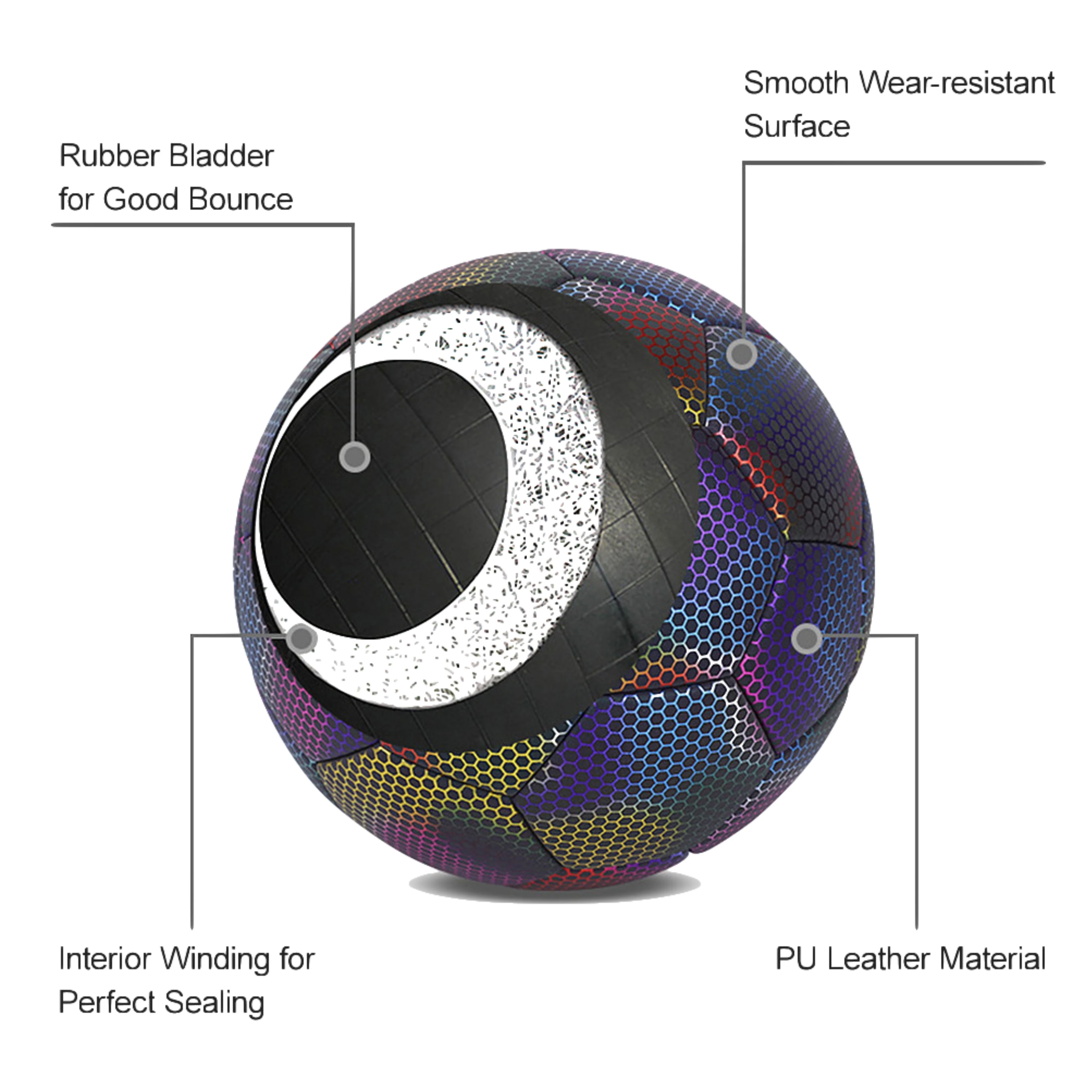 Custom Logo Glowing reflective  holographic soccer ball light up footballs luminous soccer ball  factory outlet OEM Made china