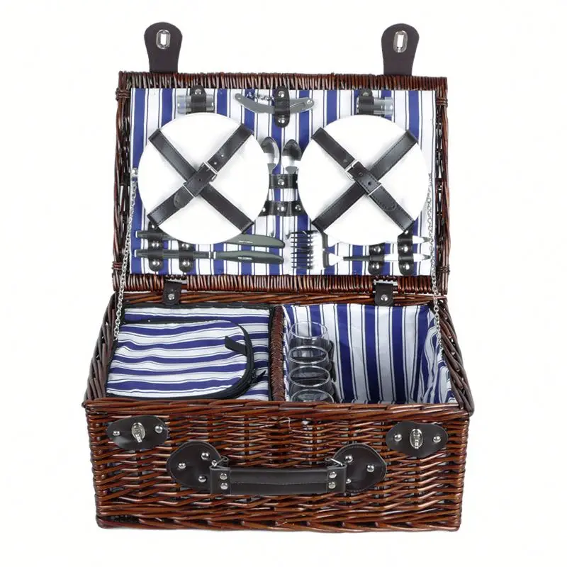 Willow 2 Person Wicker Bulk Decorative Wholesale Picnic Basket With Handles