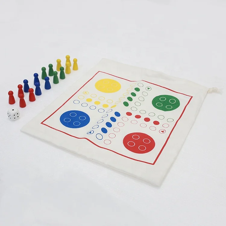 Wholesale Educational Toy Ludo Travel Game Dice Board Game Chess with Cloth Bag for Boys and Girls