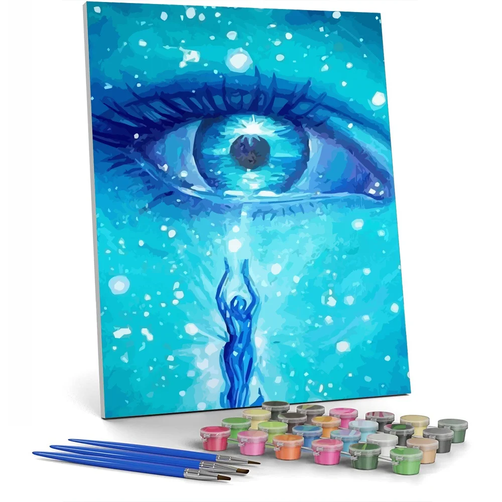 FIYO Framed Paint By Numbers Pictures for Adults Eye on Canvas Digital Coloring Drawing Oil Paintings By Number Home Decor