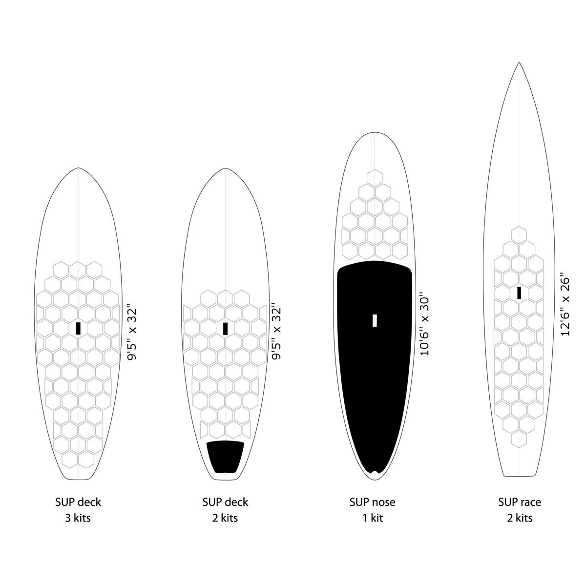 Transparent Hexagon Surfboard protective Sticker Surfing Board Grip Tread Non-slip stickers