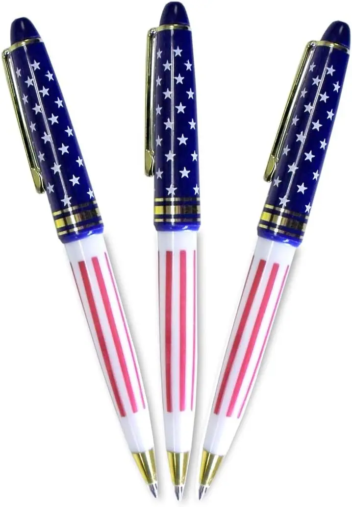 Custom Patriotic Metal American Flag Pen Retractable USA Themed Ballpoint for Independence Day Veteran Swat Souvenir Gifts