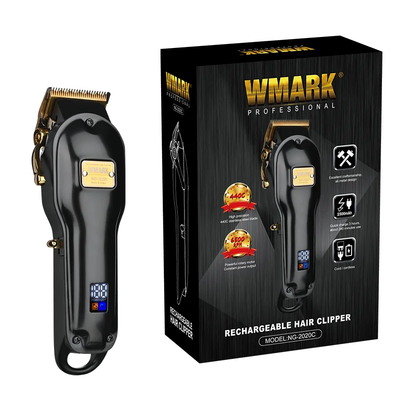 WMARK NG-2020C OEM полностью металлический корпус светодиодный дисплей перезаряжаемый триммер для волос электрическая профессиональная машинка стрижки салона