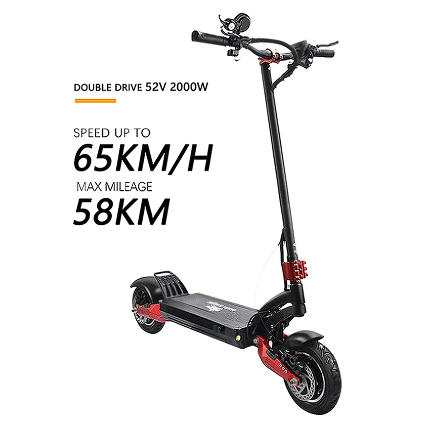 Low Price Electric Scooter 2000W 52V  Elektrikli Mope Scooter Electric Battery Scooter Two Tires 10inch Electric Motorcycle