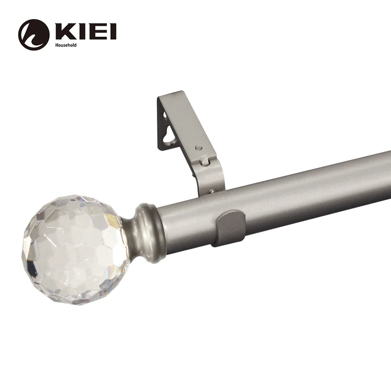 KIEI manufacture fitting room glass curtain rod finial clear glass curtain aluminum pole curtain double
