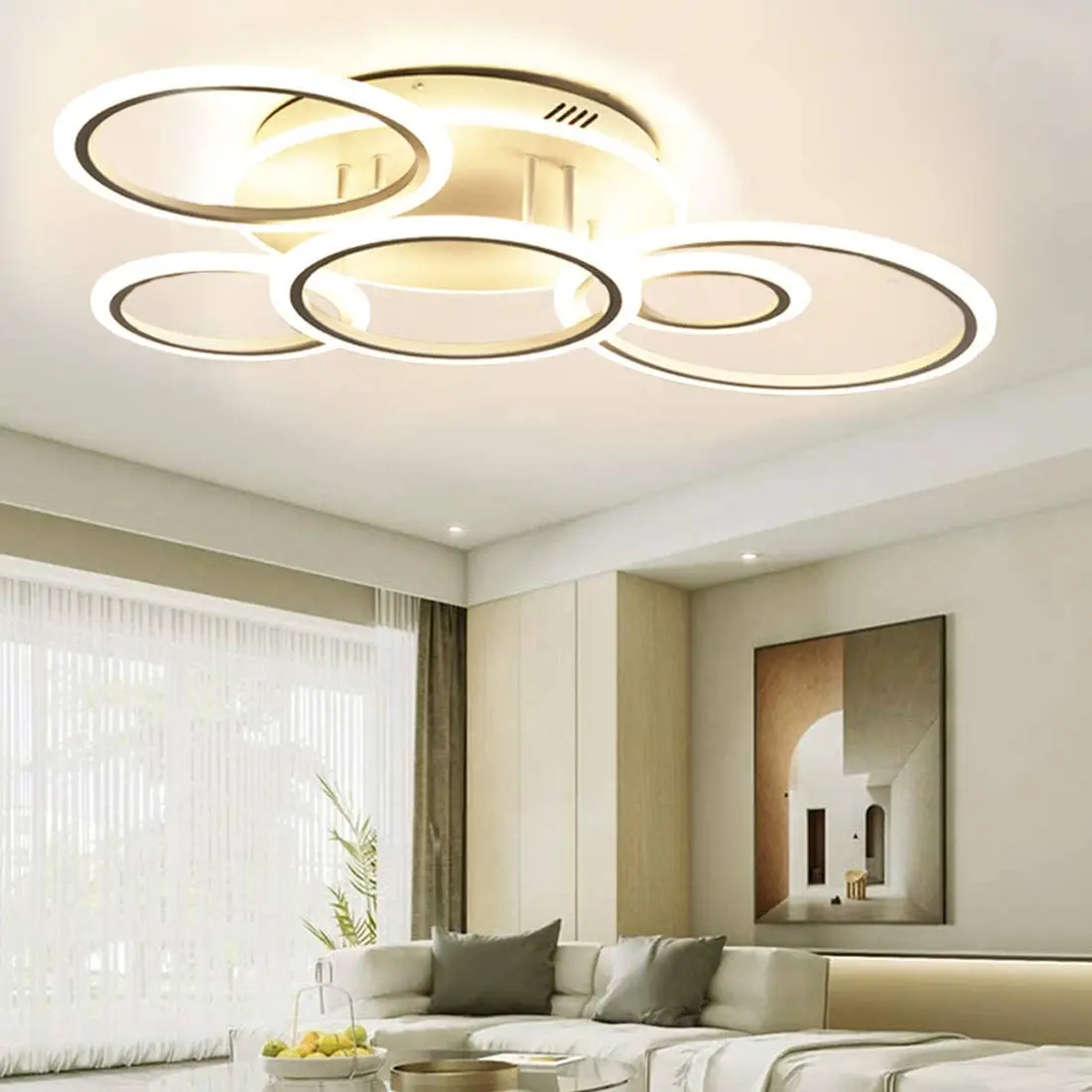 Nice shape 60w 6 rings hotel chandelier modern ceiling light modern hanging Lighting fixture