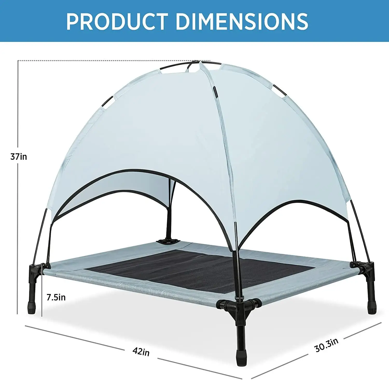 Outdoor Dog Cot Removable Canopy Elevated Dog Bed with Canopy Shade Portable Raised Pet Cot Cooling Bed Solid Bed Nest 500pcs