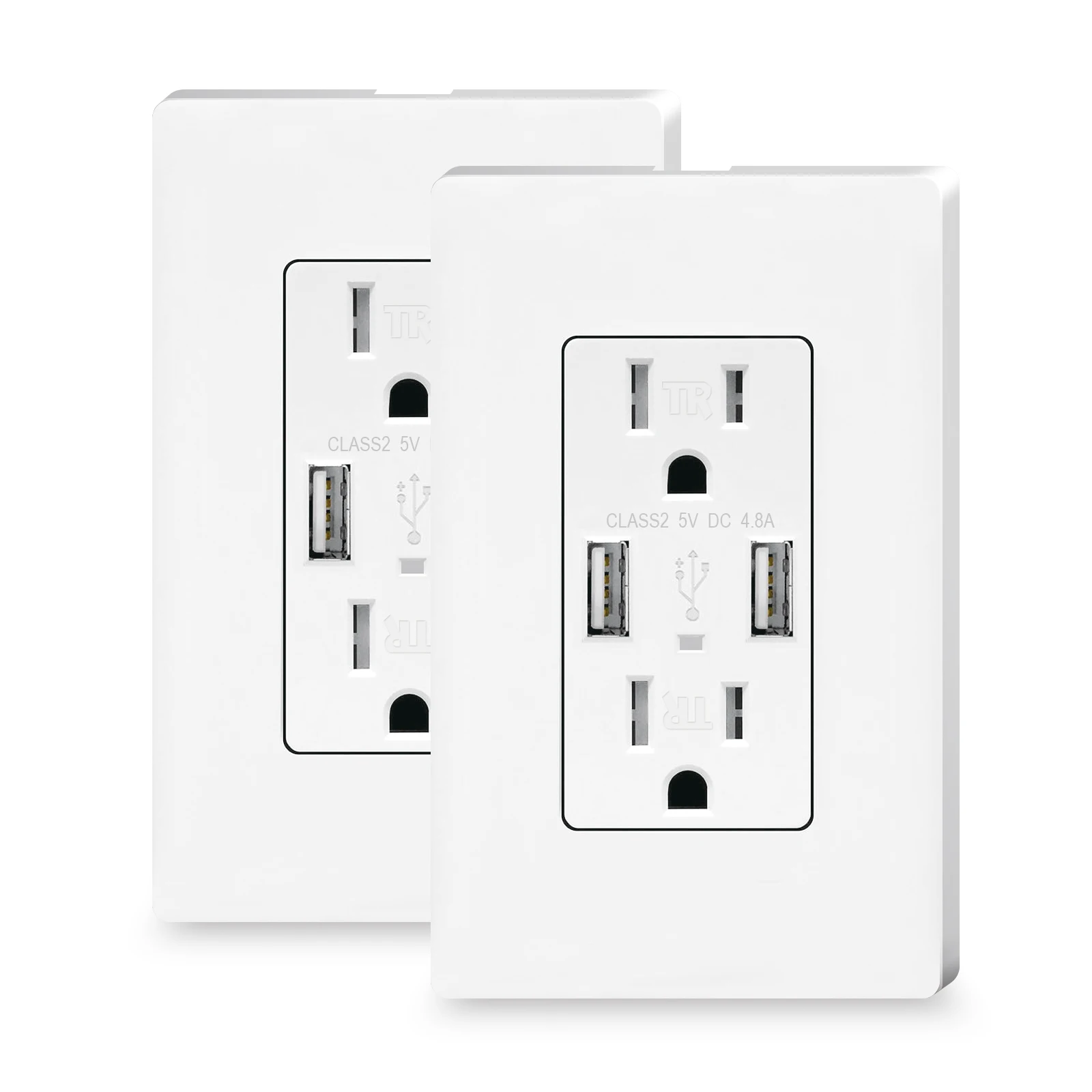 
15A USB Wall Receptacle Outlet with Screwless Wallplate 