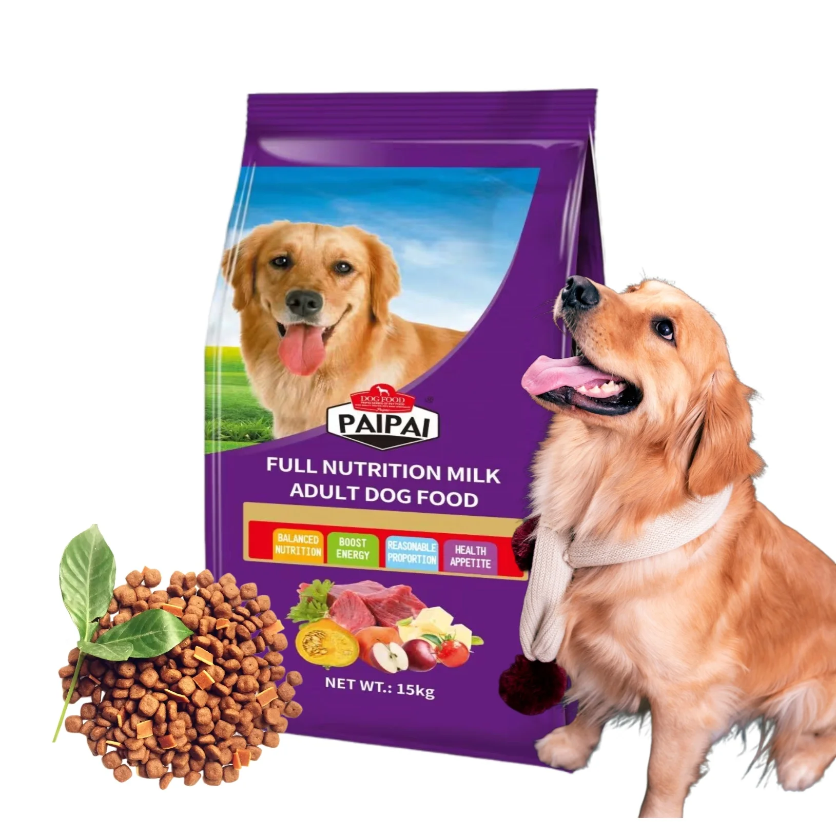 Oem Odm Заводская цена оптом натуральный логотип на заказ низкий аллергический питательный лецитин добавленный сухой корм для собак всех пород