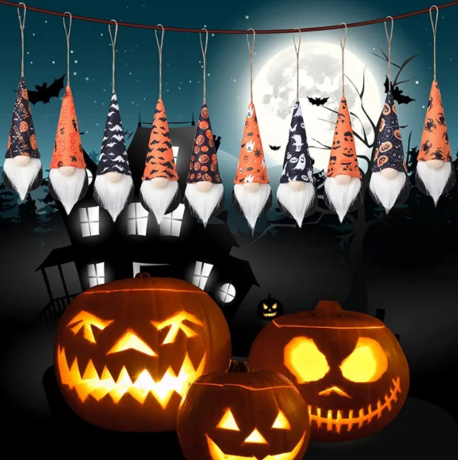 Halloween Gnomes Decorations Plush Halloween Vampire Gnome Decor With Witch Hat Bat Scandinavian Tomte Doll Elf Halloween Table