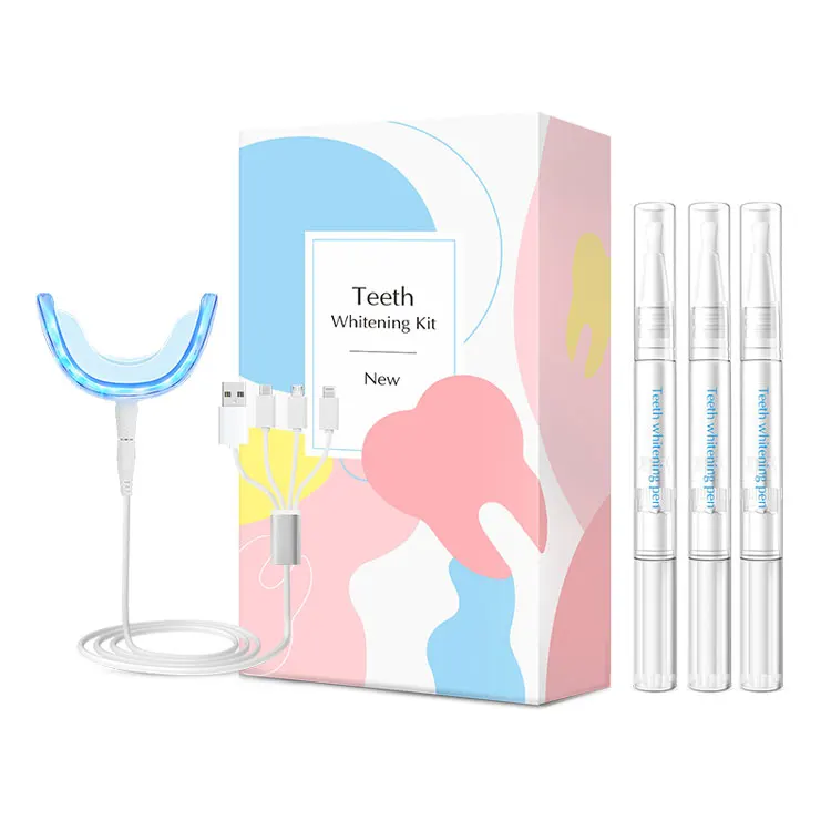 Teeth whitening kit custom logo Teeth whitening pen 3*3ml blue light 16 blubs LED Teeth whitening device