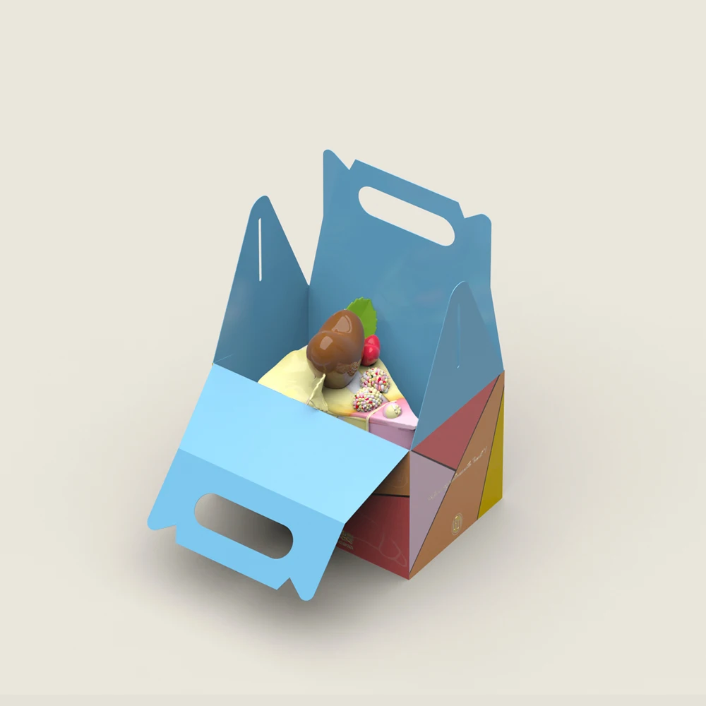 China Wholesale custom luxury swiss roll cake box package christmas cake box corrugated board paper tall cake box with handle