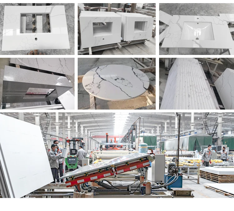 crystal white artificial quartz slab artificial calacatta quartz countertop with golden veins calacatta gold quartz stone slab