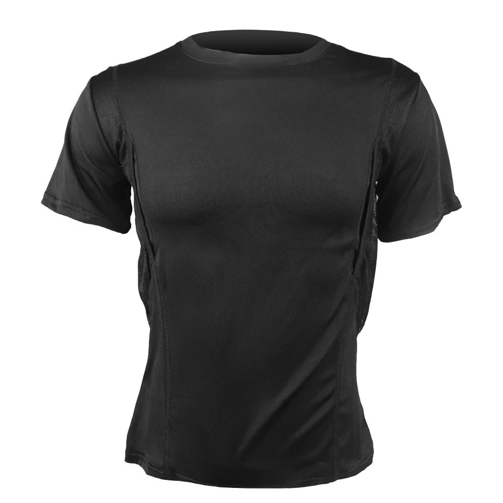 Concealed Carry Holster Shirt Round Neck Top Polyester T Shirt Pocket With Large Storage Mens Crew Secure Tactical T-Shir
