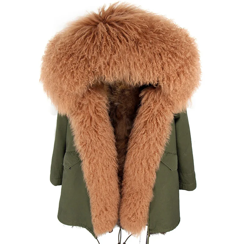Winter New Large Lamb Fur Collar Fur Removable Raccoon Hair Inner Bladder Slimming Coat