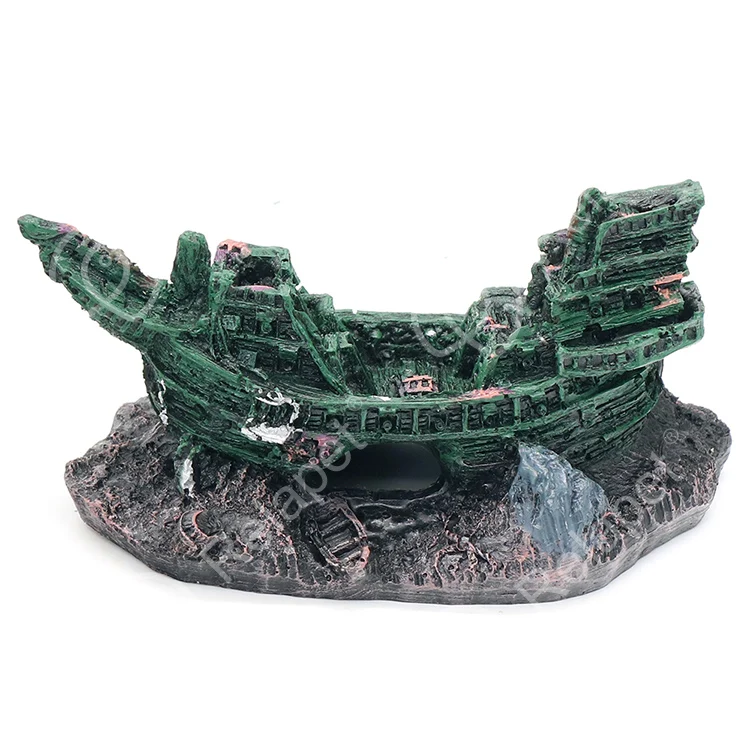 Aquarium Decoration, Fish Tank Ornaments Shipwreck Decor Sunken Ship for Freshwater Saltwater Tanks