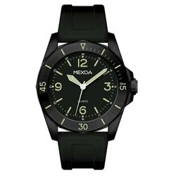 Mexda Brand High Quality Quartz Movement Mineral Glass 5atm Water Resistant Customized Sports Black Men Wrist Watch