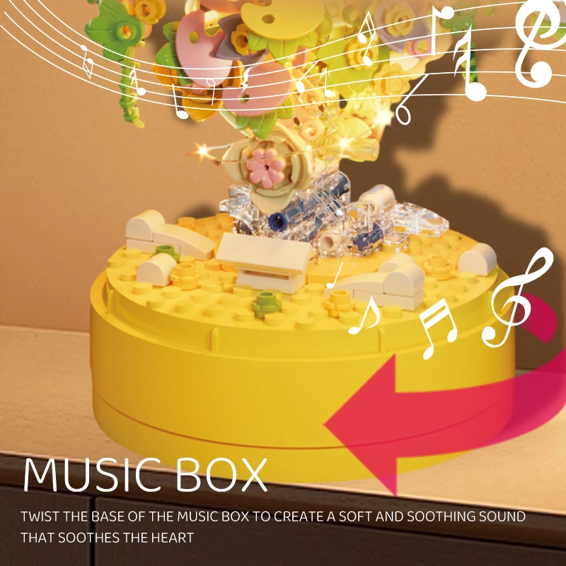 CAYI Custom Kid Christmas Gift Diy Bricks Toys Castle Music Box Building Block Sets Garden Brick Educational Toys for Kids