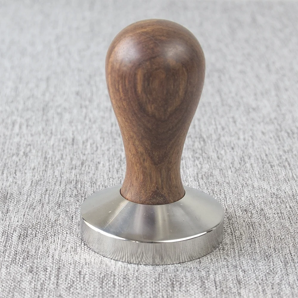 Coffee Press Tool Stainless Steel based with Solid Heavy wooden handle coffee tamper