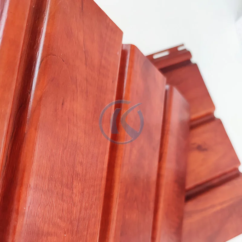 Custom 12inch Waterproof Exterior Air Ventilation Wooden Film Laminated PVC Vinyl Plain Soffit Ceiling Panel Board For Roof Eave