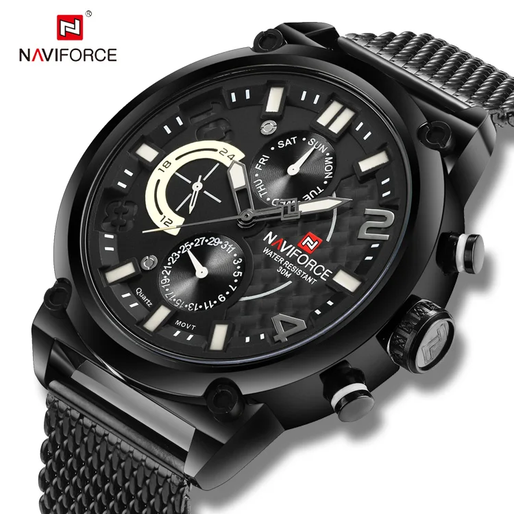Часы наручные naviforce 9068 мужские спортивные из нержавеющей стали 24 часа работы