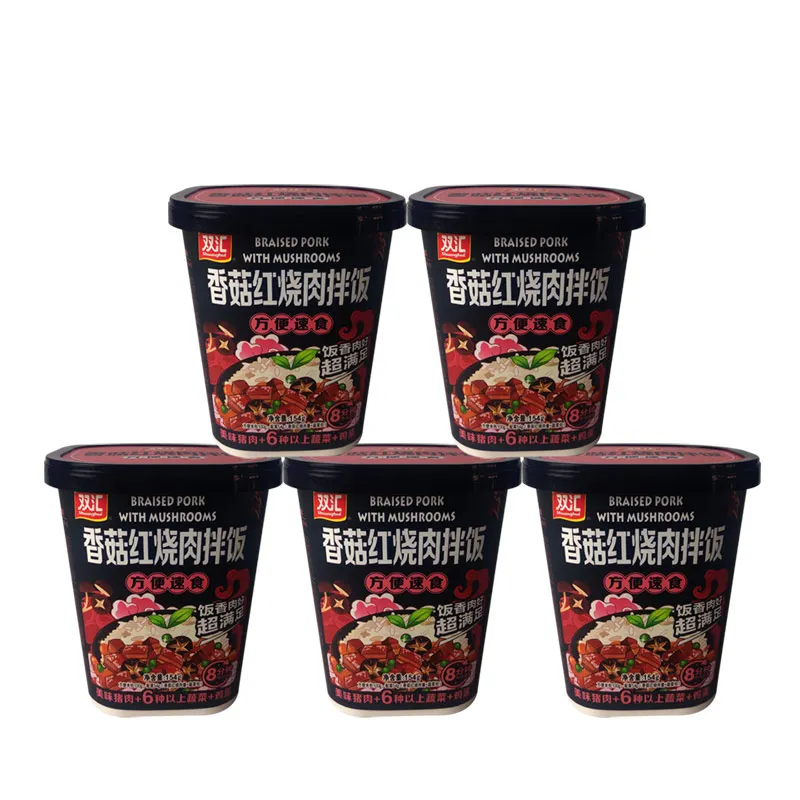 Оптовая продажа китайская супербрашеная свинина Shuanghui с грибами блюда Bibimbap рисовая еда самонагревающийся мгновенный