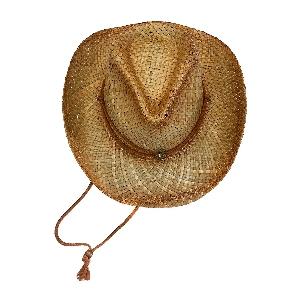 Wholesale Fashion Woven Plain Western Shapeable Cowboy Straw Hat With String