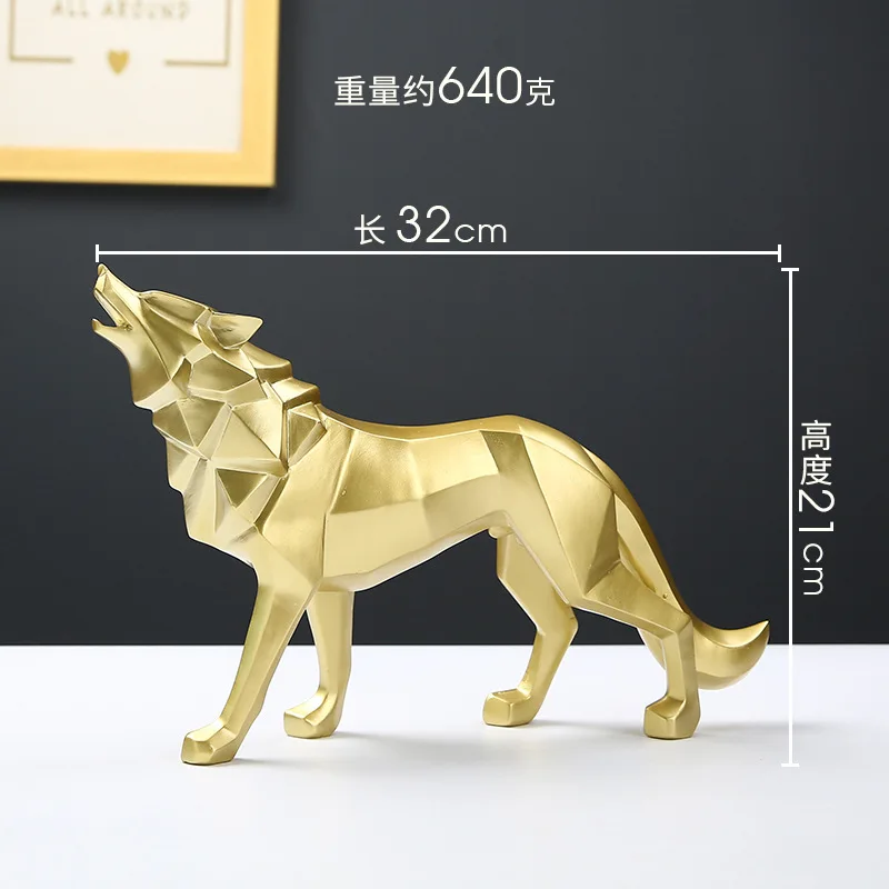 Nordic creative resin crafts animal geometry Wolf ornaments home living room office desktop decoration gifts