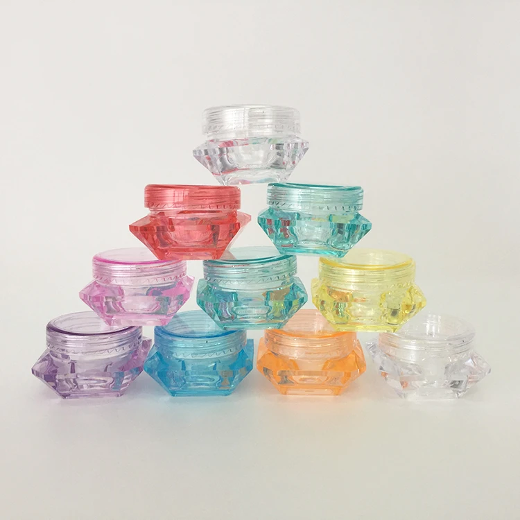 Plastic Small Diamond 5g 5ml Cosmetic Jar for Lotion, Creams, Toners, Lip Balms, Makeup Samples, BPA free Container Case