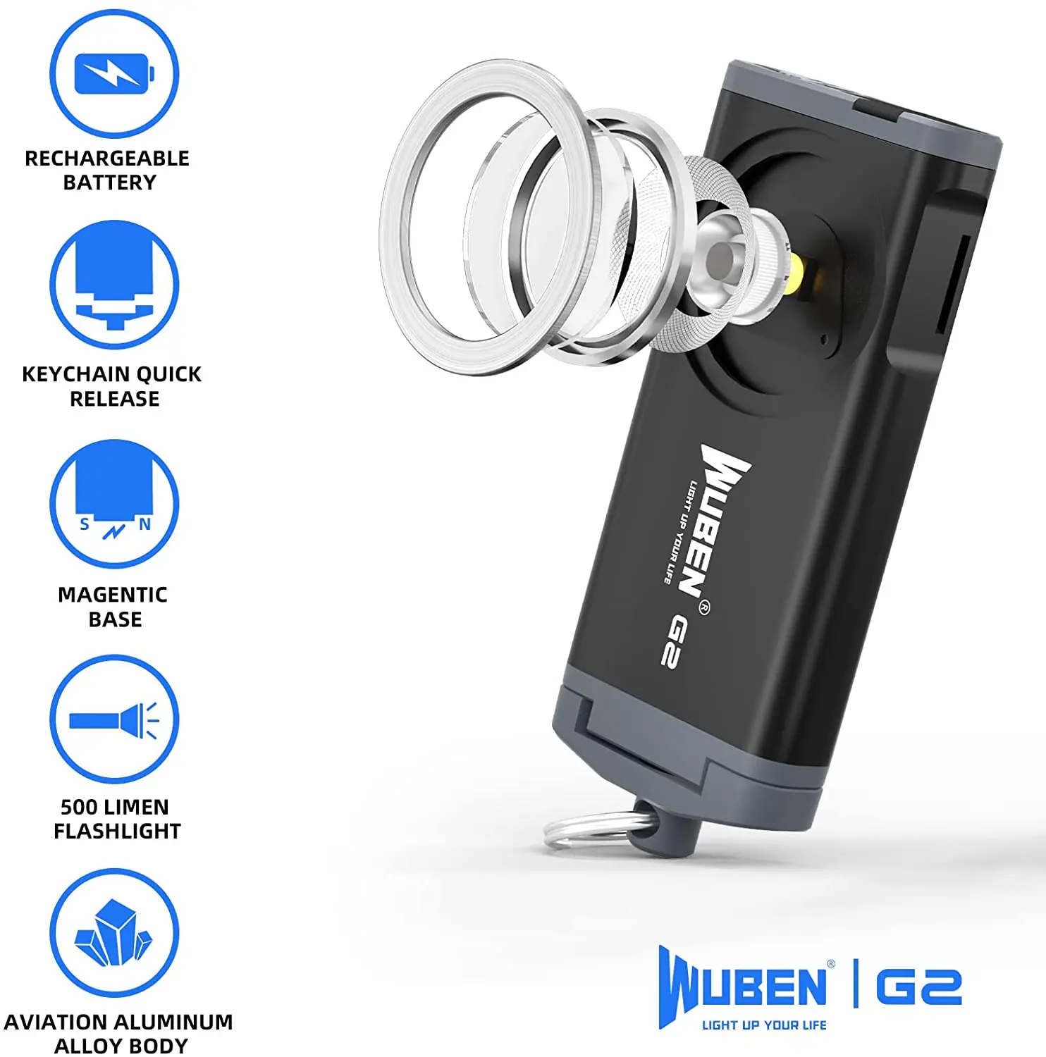 Wuben G2 Type c перезаряжаемый портативный маленький мини EDC брелок-фонарик
