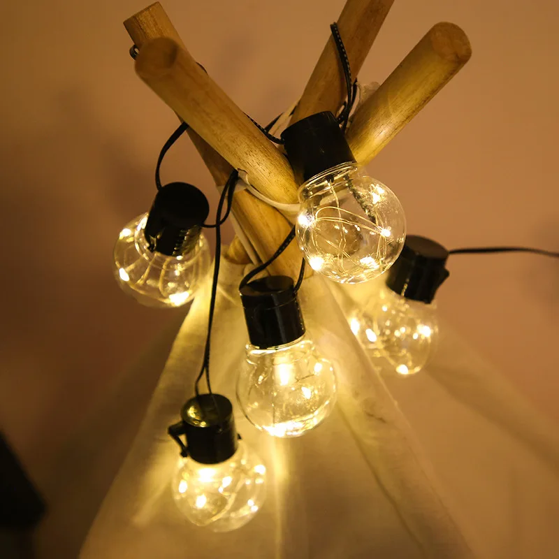 2021 hot sale solar powered transparent bulb ball string lights holiday party
