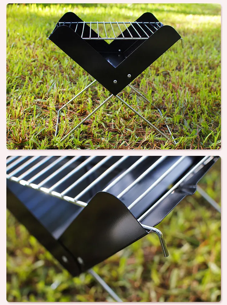 China Factory Hot Selling BBQ Accessories Stainless Steel Folding Barbecue Charcoal Grill