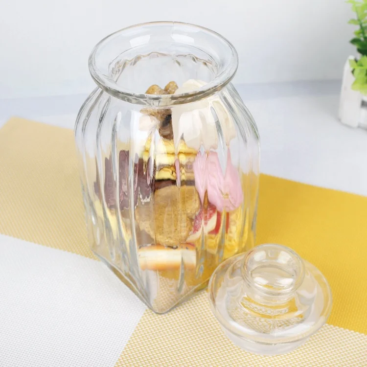 Best selling glass canister cookie jar wholesale with stopper lid 2000ML 1300ML 600ML