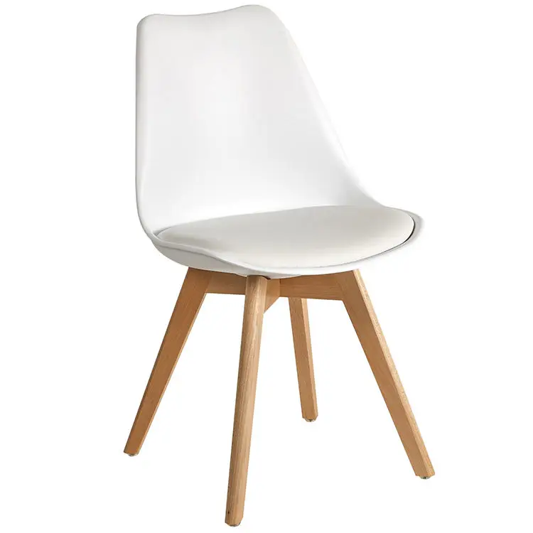 Wholesale High Quality Contemporary Modern Home Furniture Plastic Seat Silla Tulip Wooden Legs Cafe Dining Room Chairs for sale