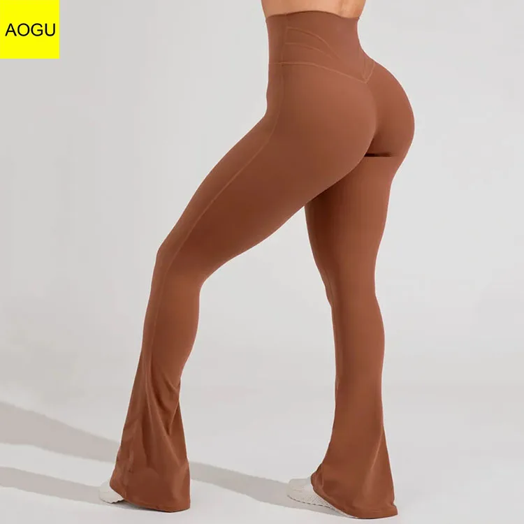 Custom Logo Yoga Pants Fitness Sports Gym Tights High Waist Flare Leggings For Woman