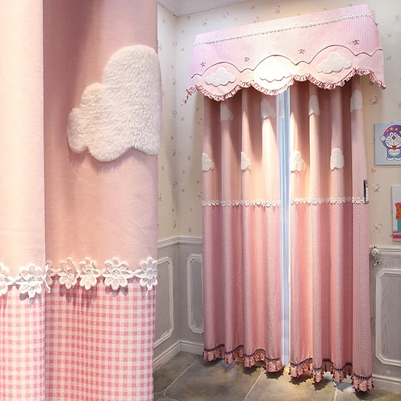 Pink Girls Princess Curtains For Children Room Cartoon Curtain Bedroom Cute Window Drapes For Kids Bedroom Cortinas