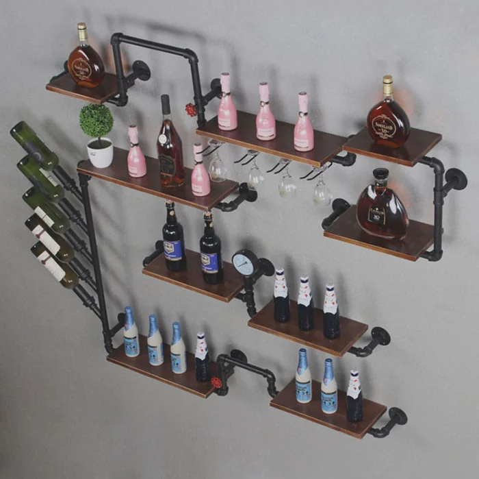 retro industrial style water pipe shelf pipe rustic wood floating shelf