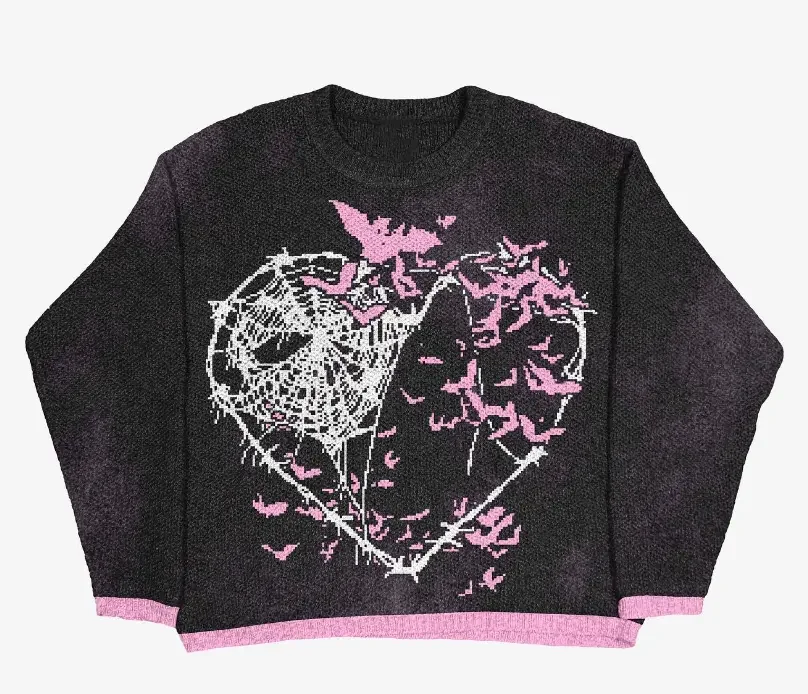 custom ODM OEM cartoon print sweater digital printing  jeweled sweaters fuzzy sweater for men