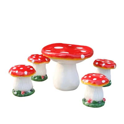 Garden forest rural tourism landscape children mushroom tables and chairs resin sculpture decoration
