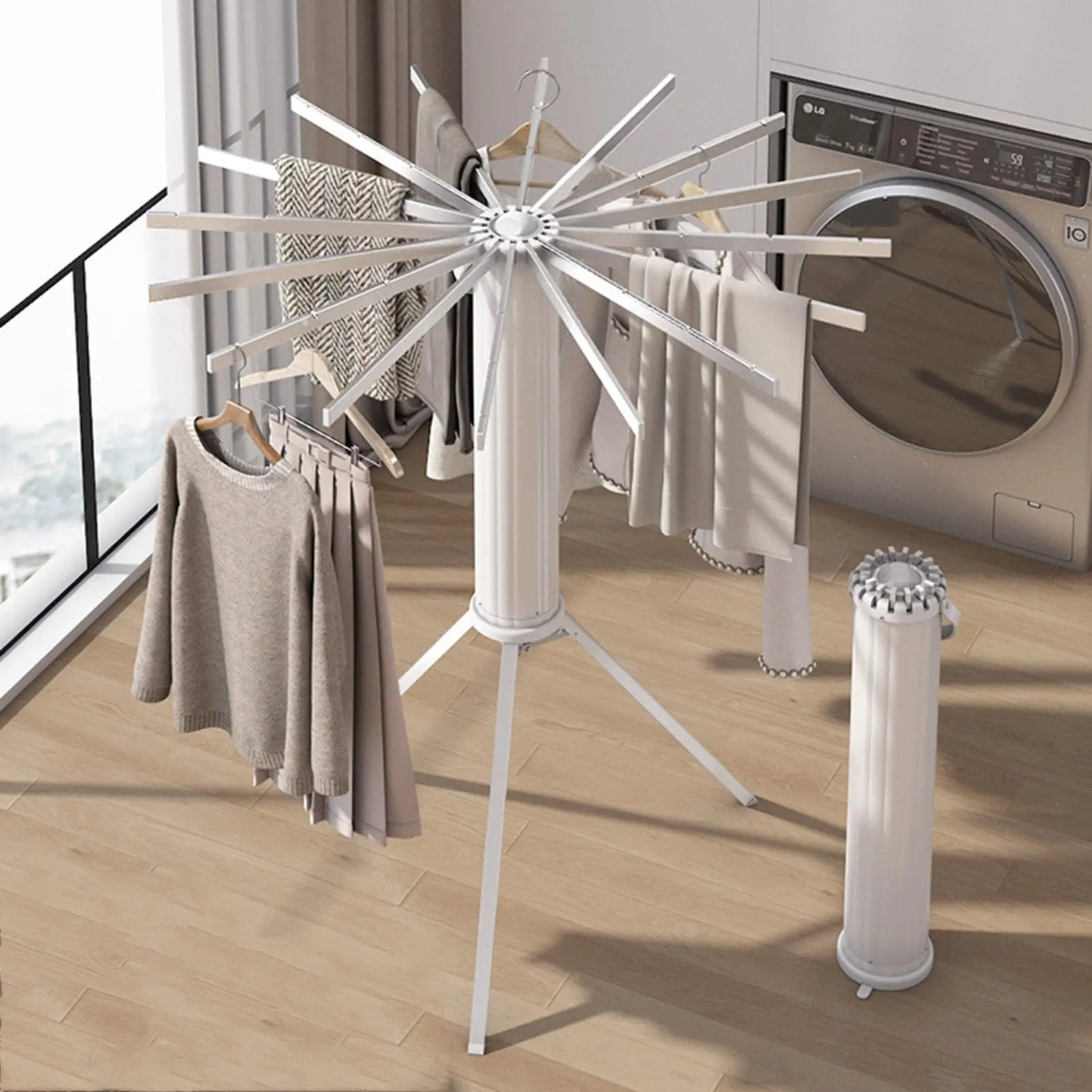 Triangle All Aluminum Drying Rack Foldable Plastic Design Glossy  for Living Room Space