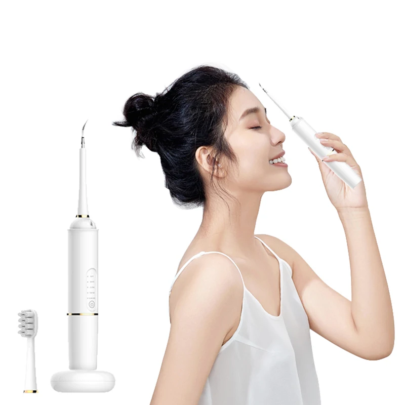 Amazon hot sale OEM  wireless charging ultrasonic high frequency vibration dental tooth cleaner