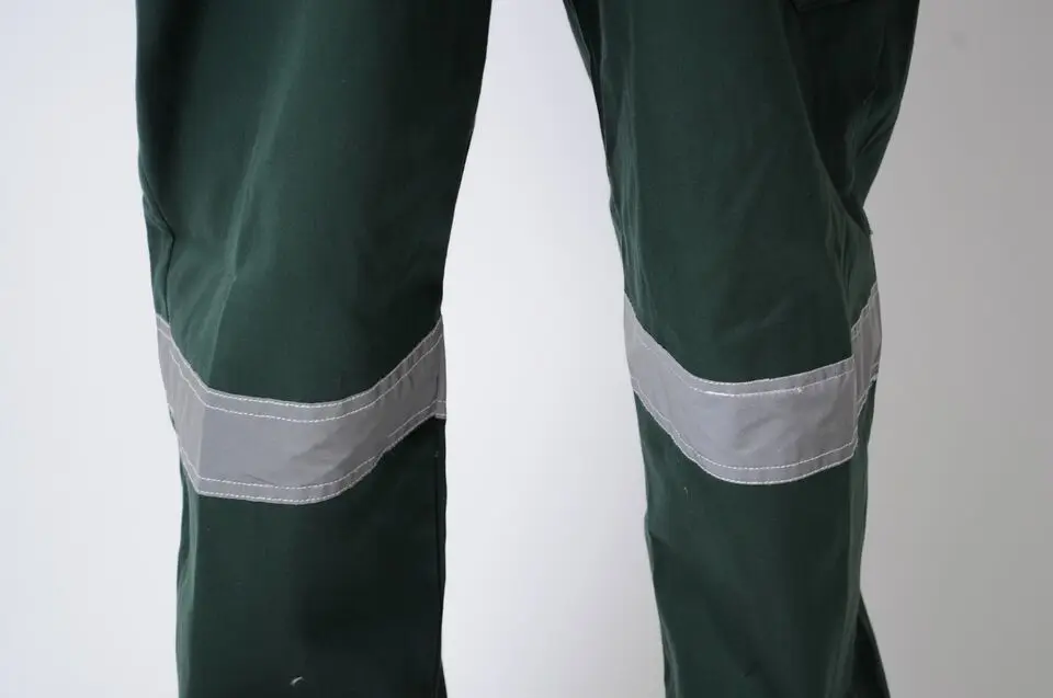 Men Reflective Zip Coverall Safety Boiler suit Farm Suit Bodysuit Loose size Romper Jumpsuit Buttons Front Costume