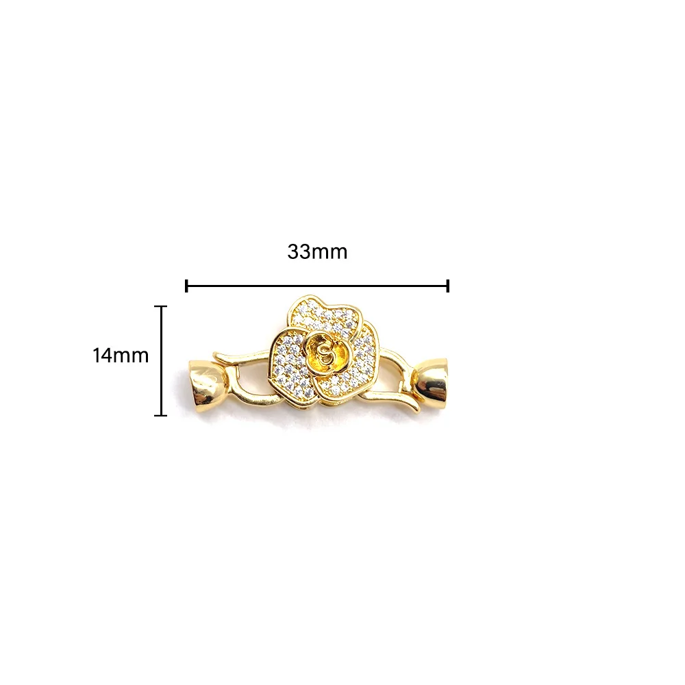Rose-Shaped Brass Zircon Bow Connector Clasp for DIY Jewelry Making - Elegant and Durable
