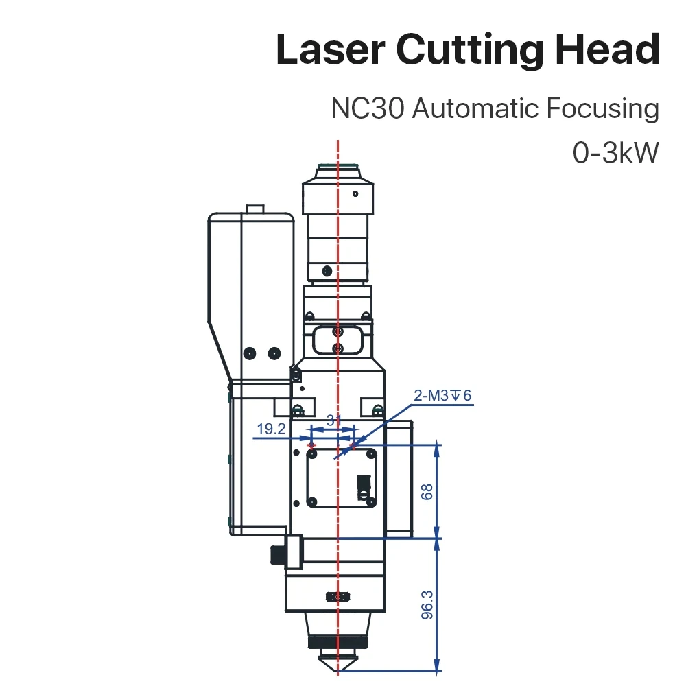 3000W NC30 WSX Auto Focus Fiber Laser Cutting Head