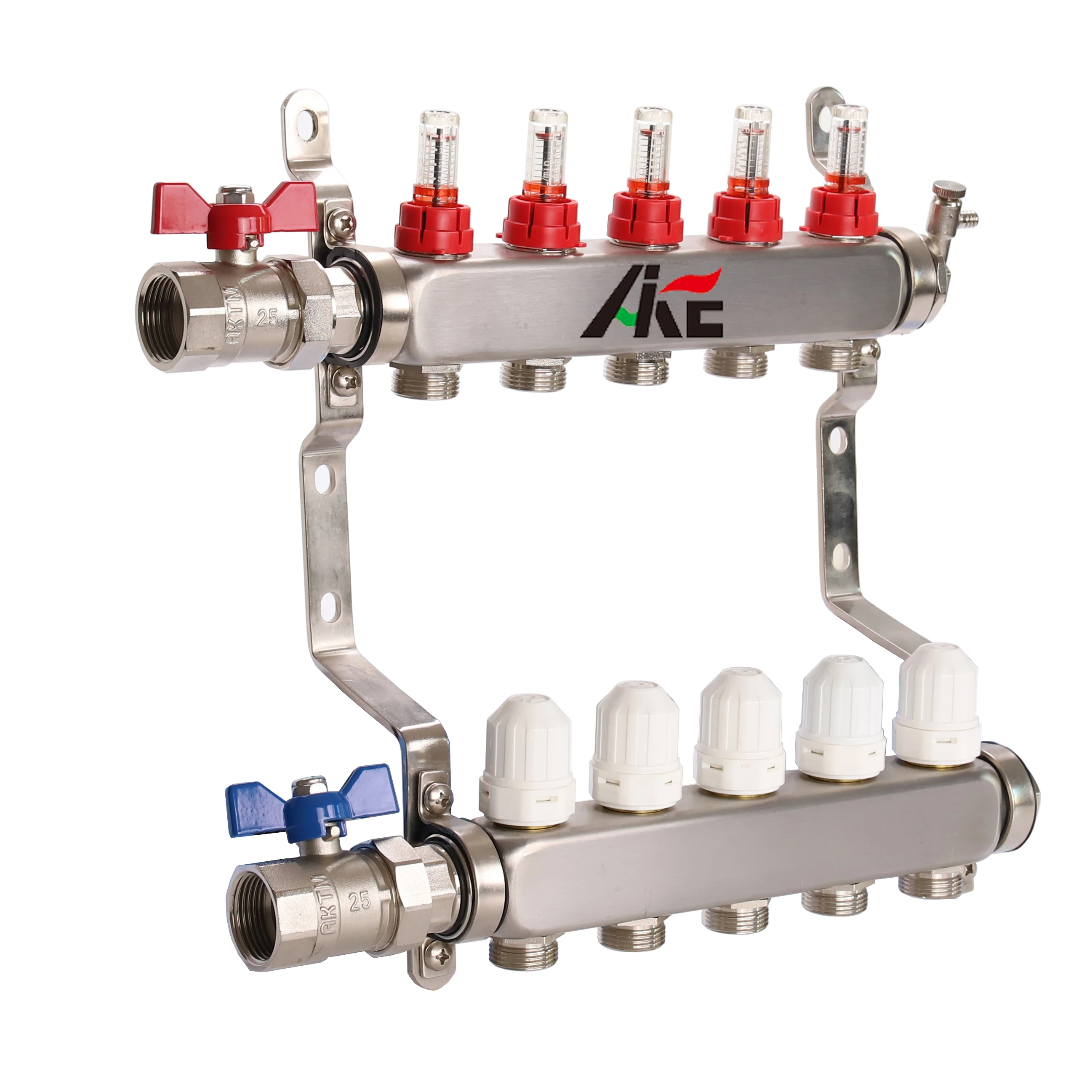 AIKE good quality 2 ~12 ports polished inox stainless steel under floor heating radiant manifold