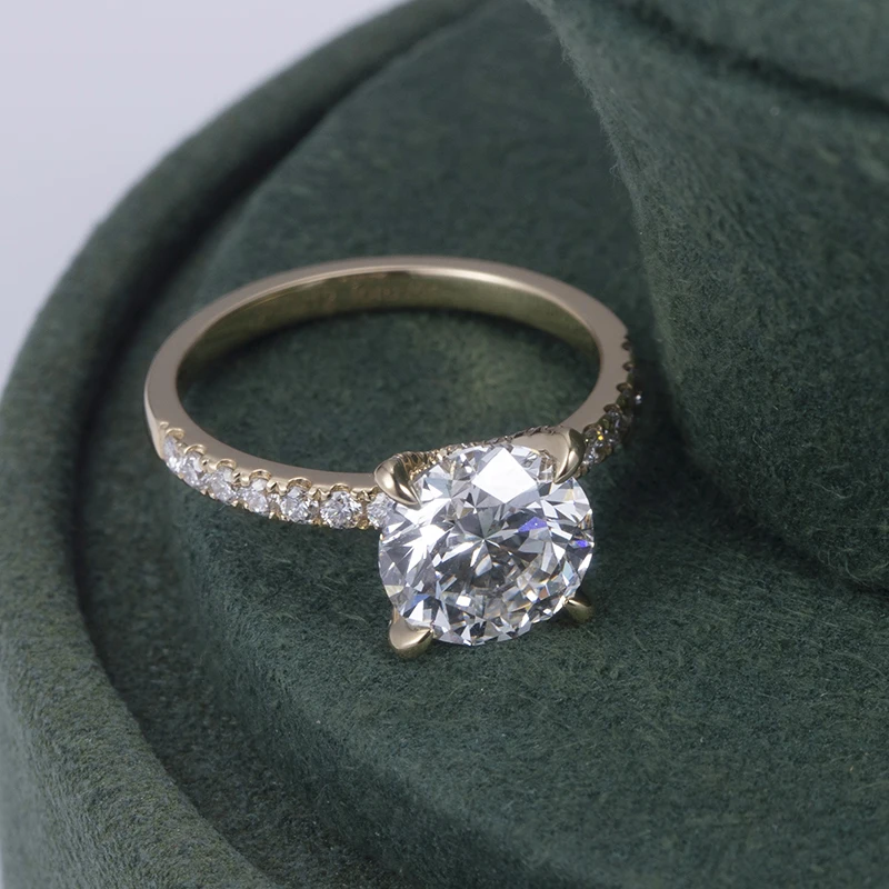 Beautifully Designed Gemstone 18k Solid Gold Ring Birthdays Pretty Lab Grown Diamond Fine Jewelry Ring