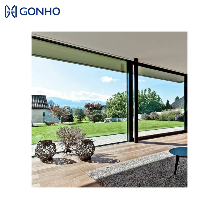 GONHO Electronic Automatic Slide Door Entrance Inductive Remote Control Lock Aluminum Sliding Glass Door